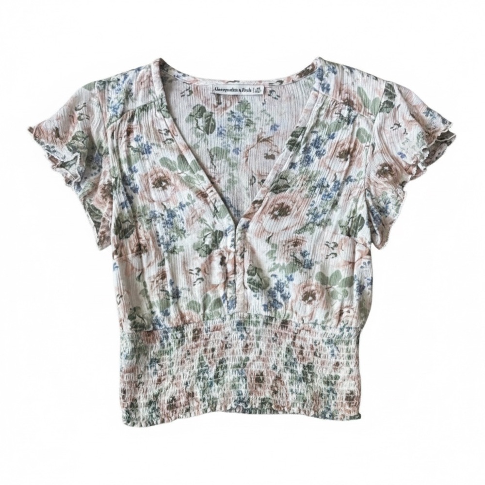 Abercrombie & Fitch Floral Smocked Ruffle Blouse XS